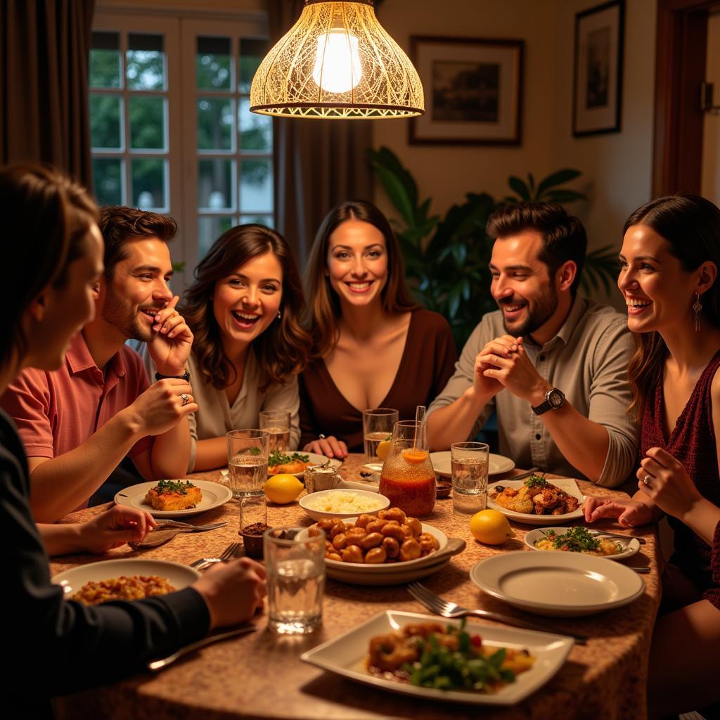 Sharing a meal with a Spanish family