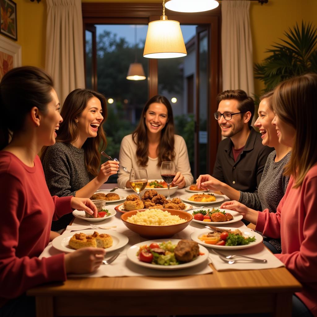 Spanish Family Dinner at a Homestay