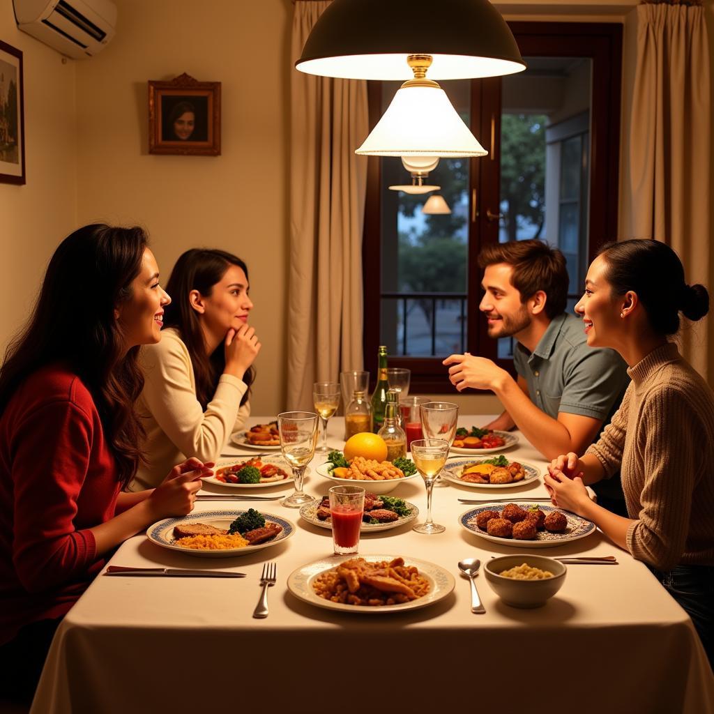 Family Dinner at a Spanish Homestay