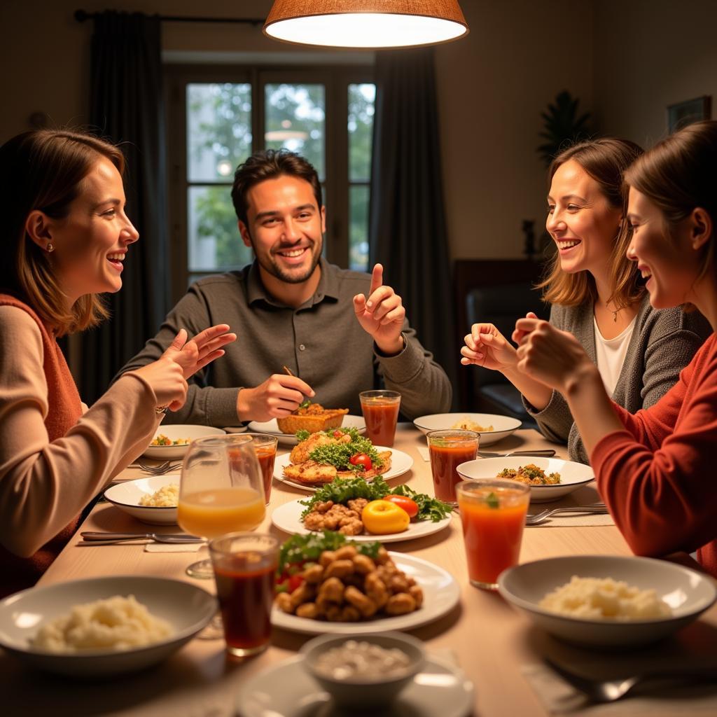 Spanish Family Dinner during a Homestay with Everette Community College