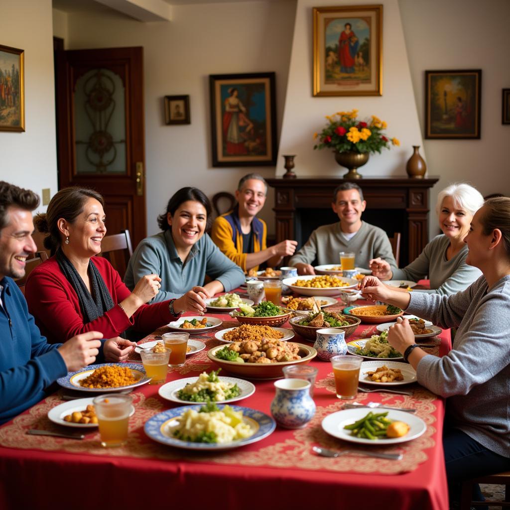 Sharing a Meal with a Spanish Family in Calvary Mount