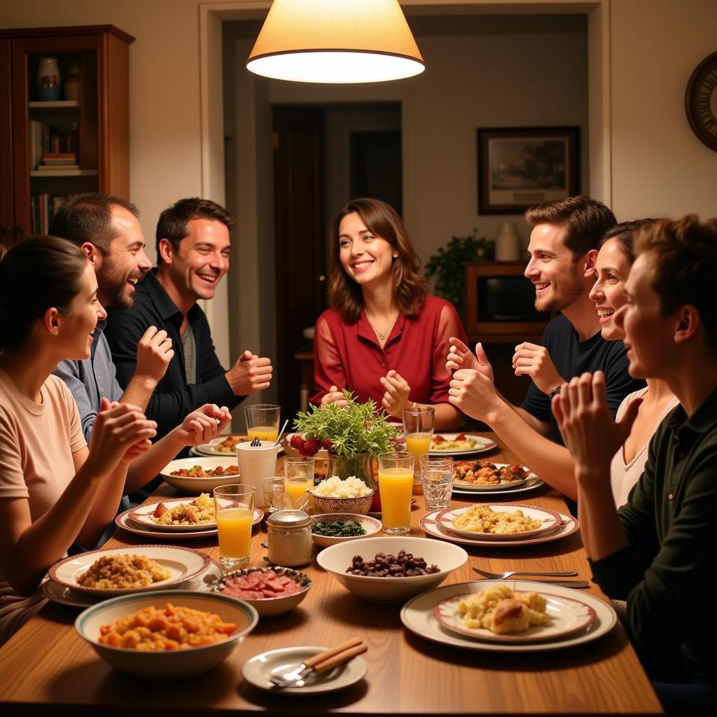 Sharing a Spanish Family Meal in a Homestay