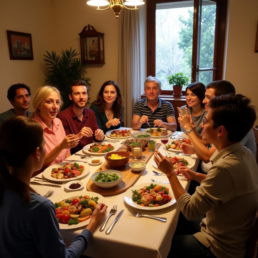 Spanish Family Sharing a Meal