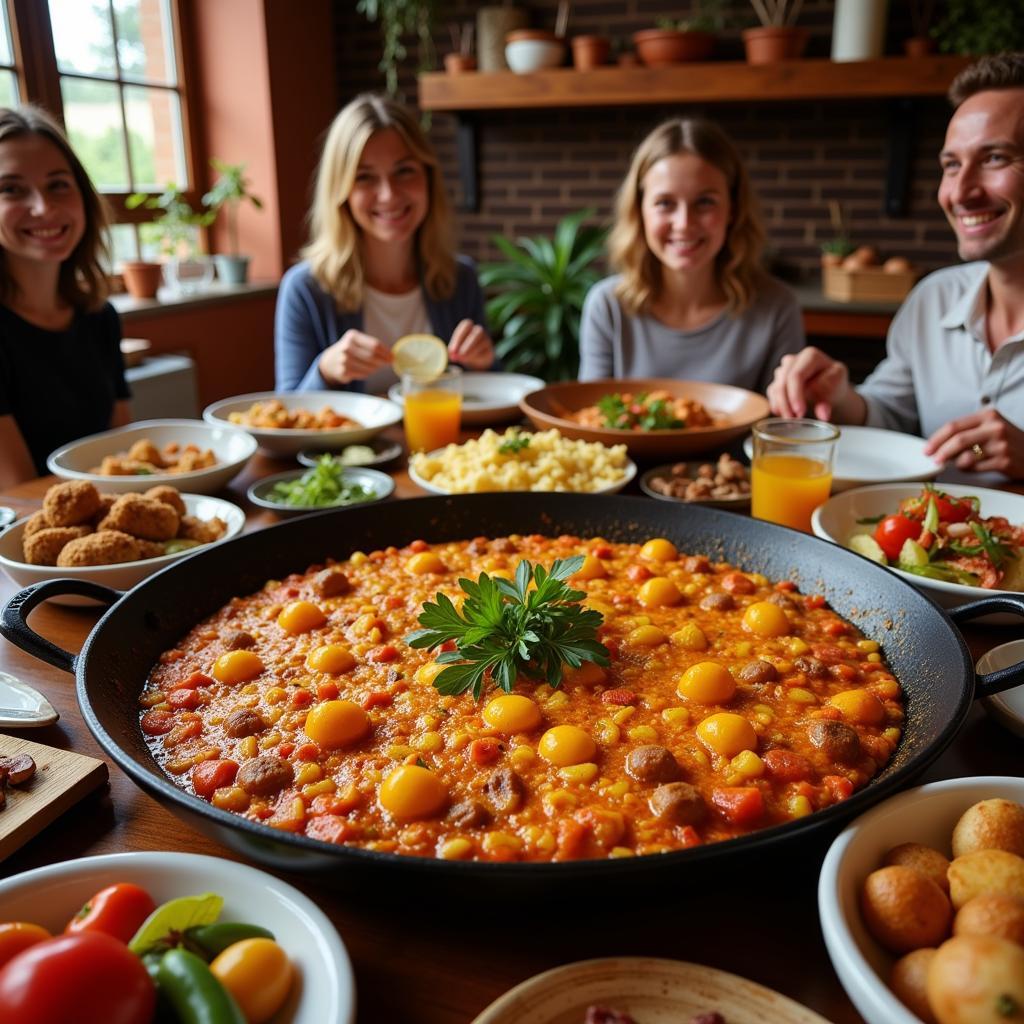 Spanish Family Sharing Paella