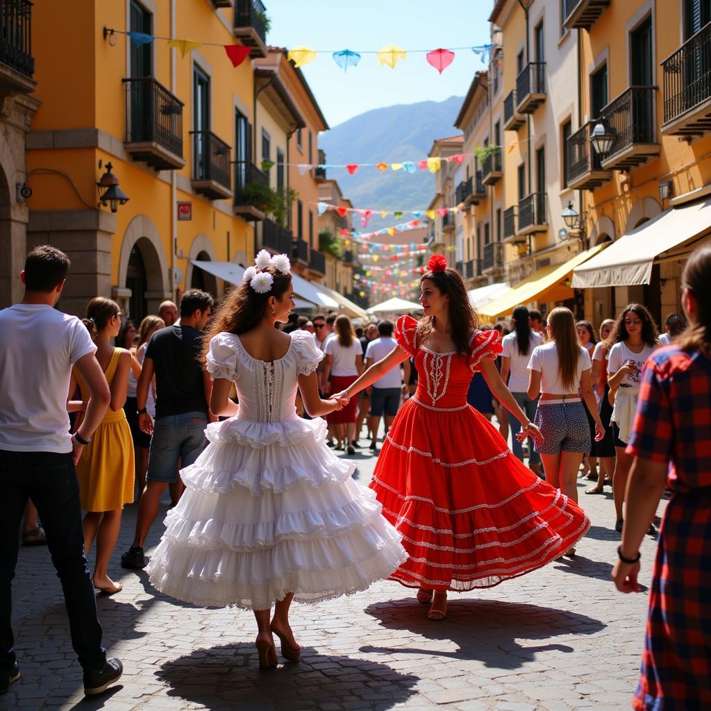 Vibrant Spanish Fiesta Celebration with Local Community