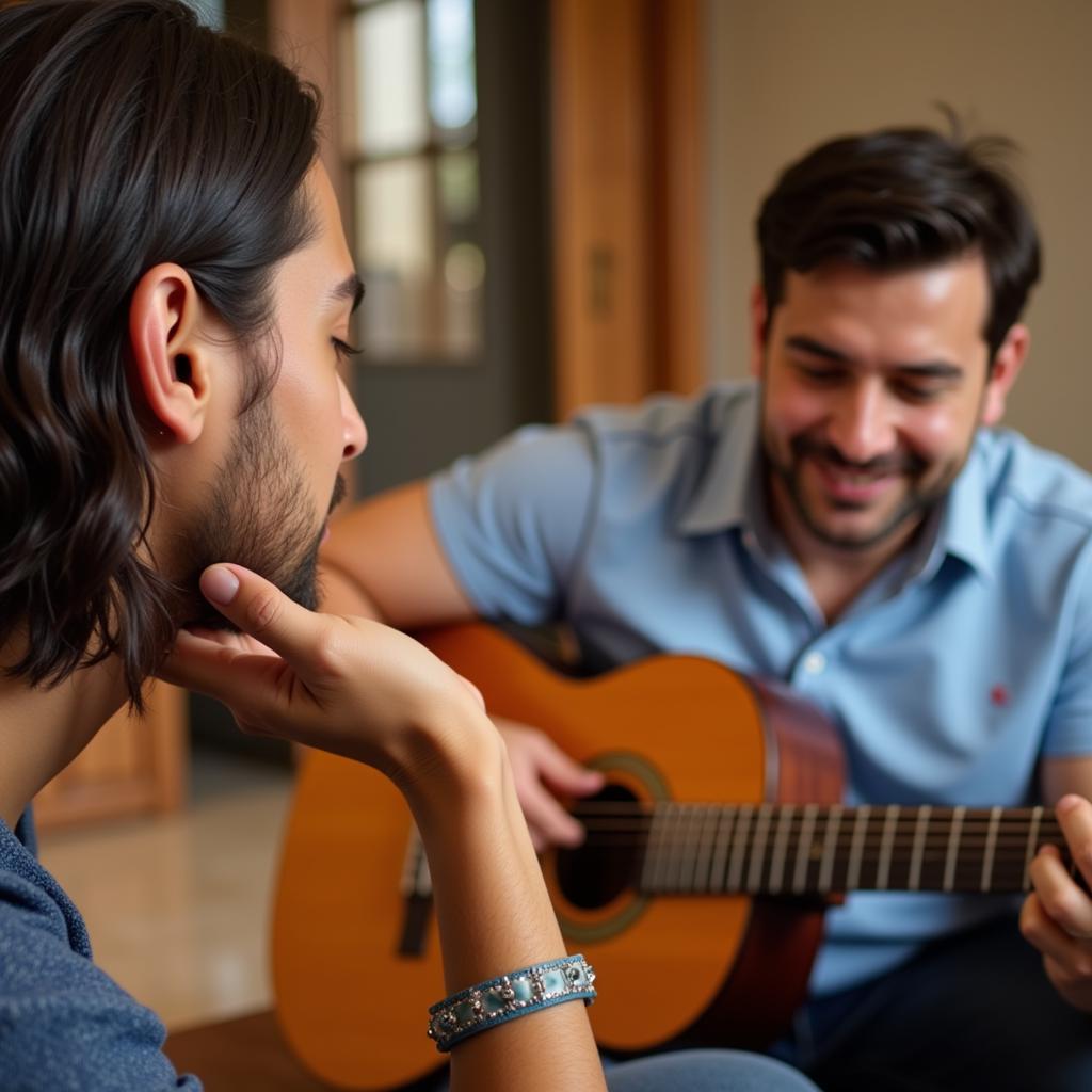 Learning to play Spanish guitar in a homestay