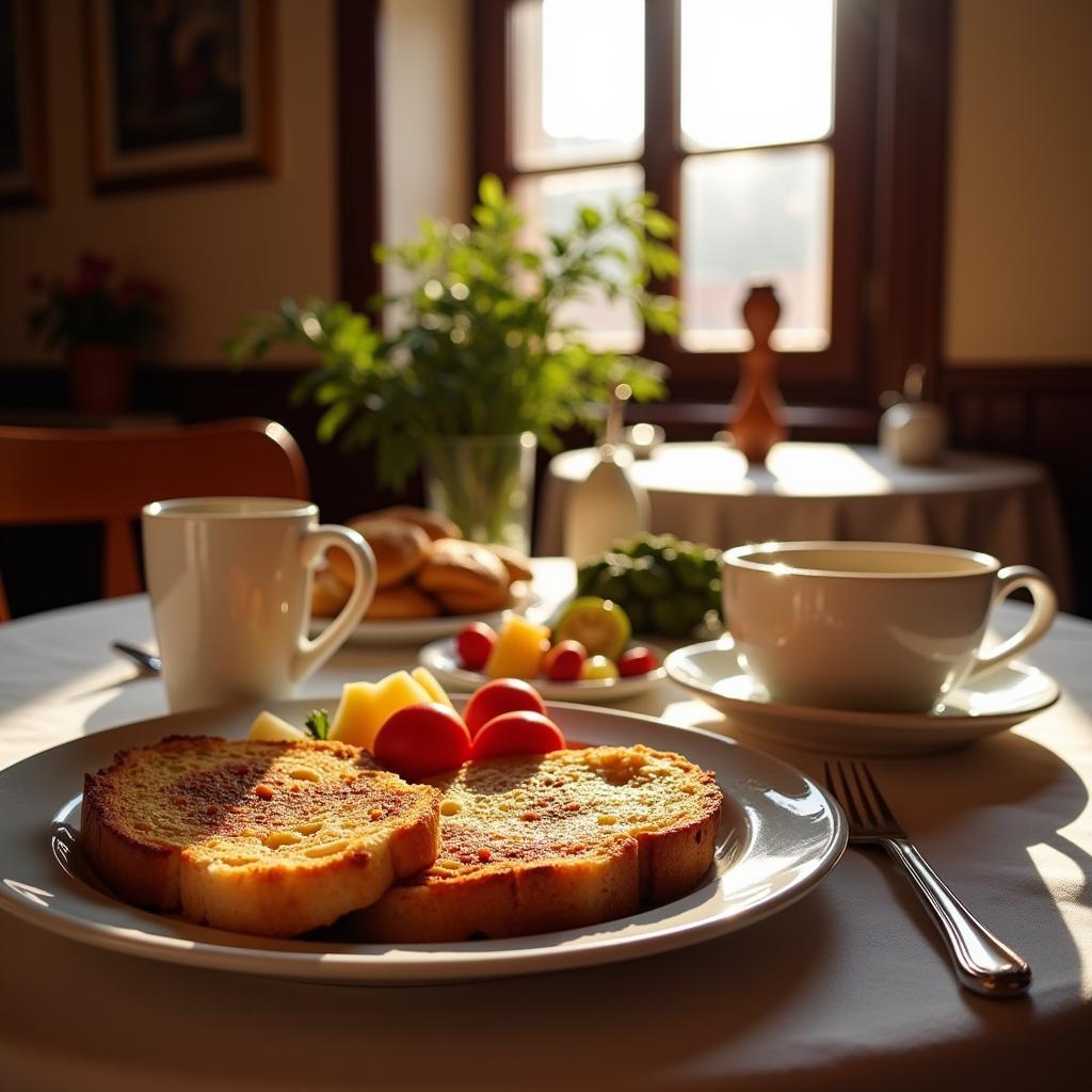 Authentic Spanish breakfast in a homestay