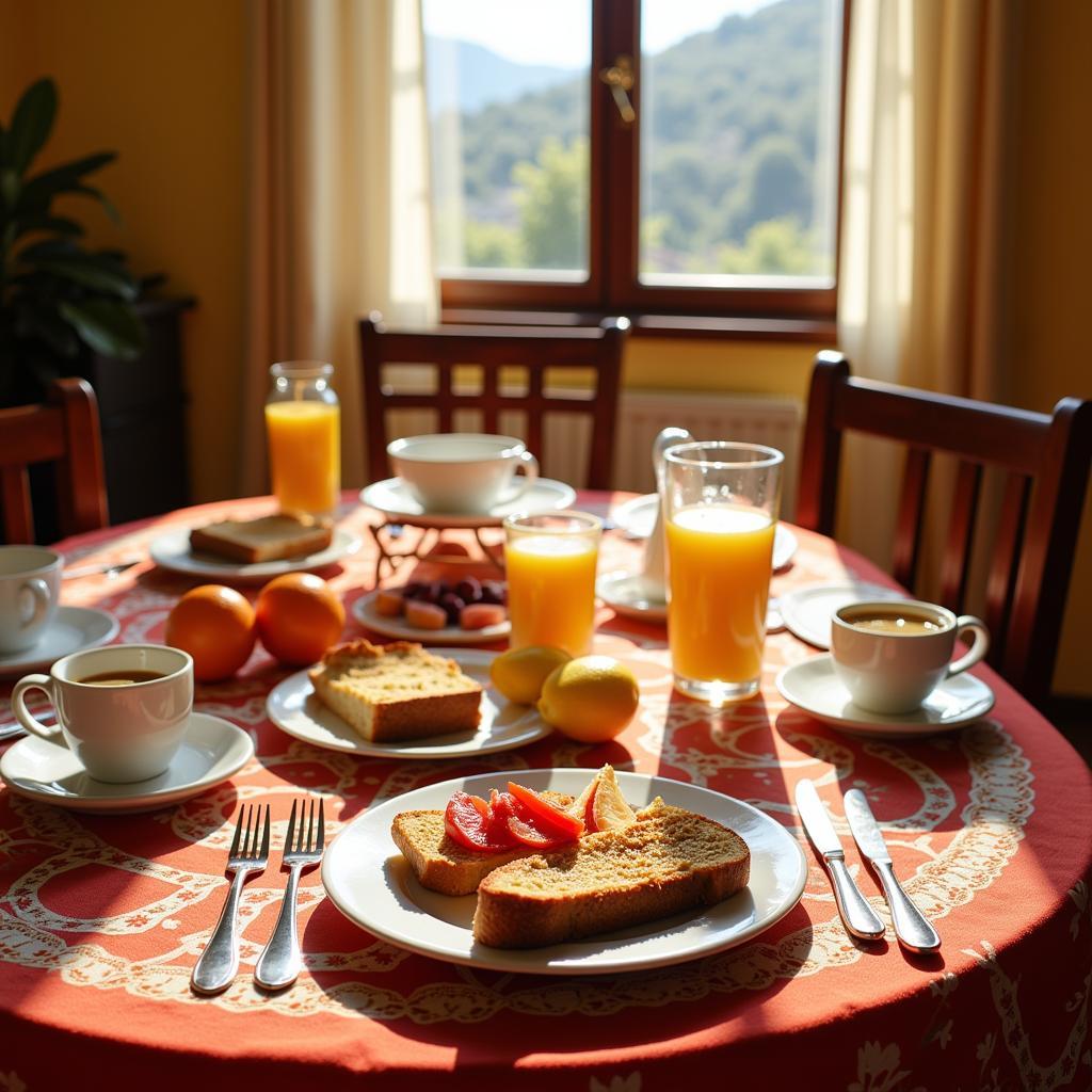 Traditional Spanish Breakfast in a Homestay