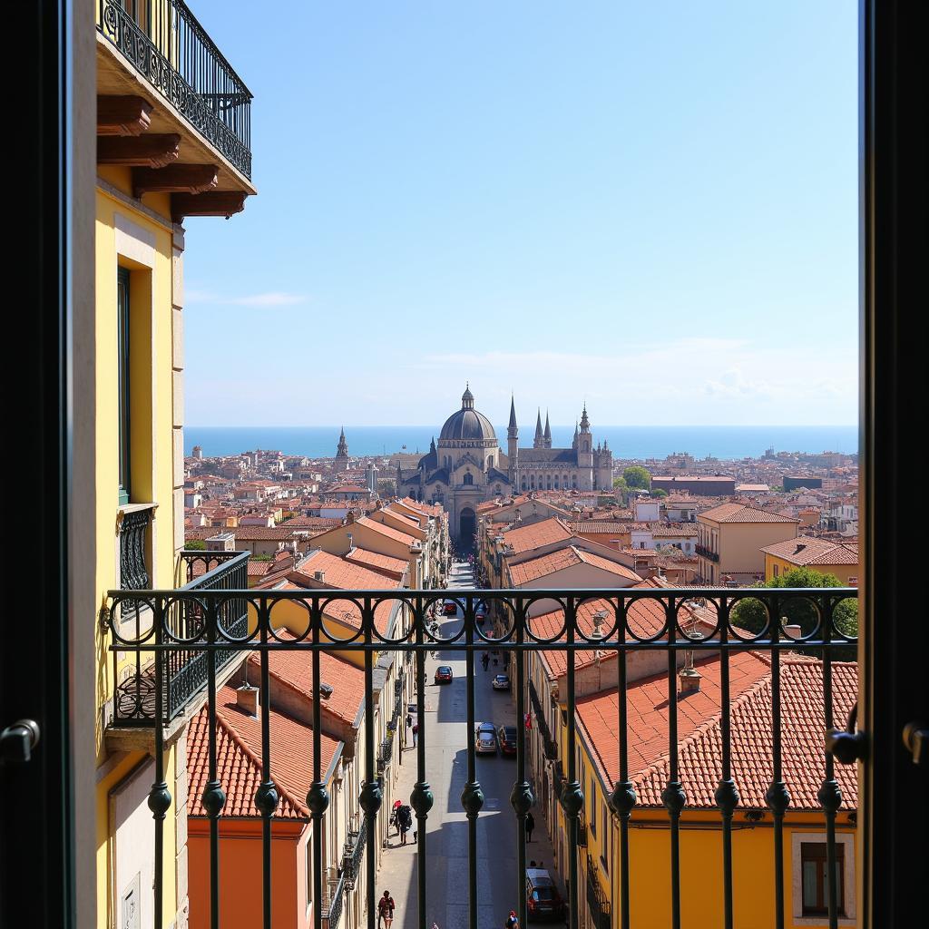 Stunning City View from a Spanish Homestay Balcony