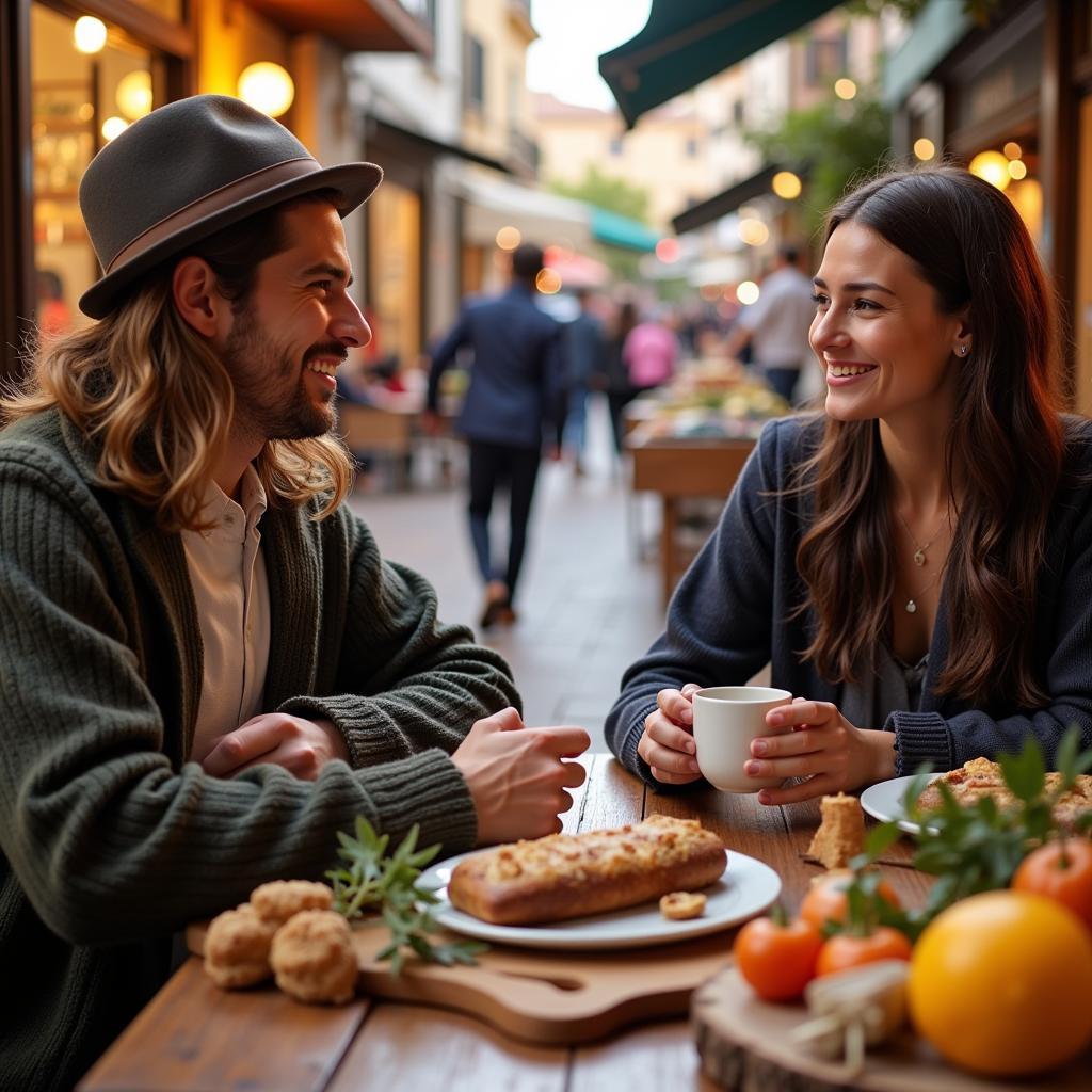 Engaging in conversation with Spanish homestay hosts