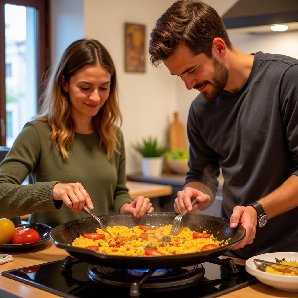 Learning to make Paella in a Spanish Homestay