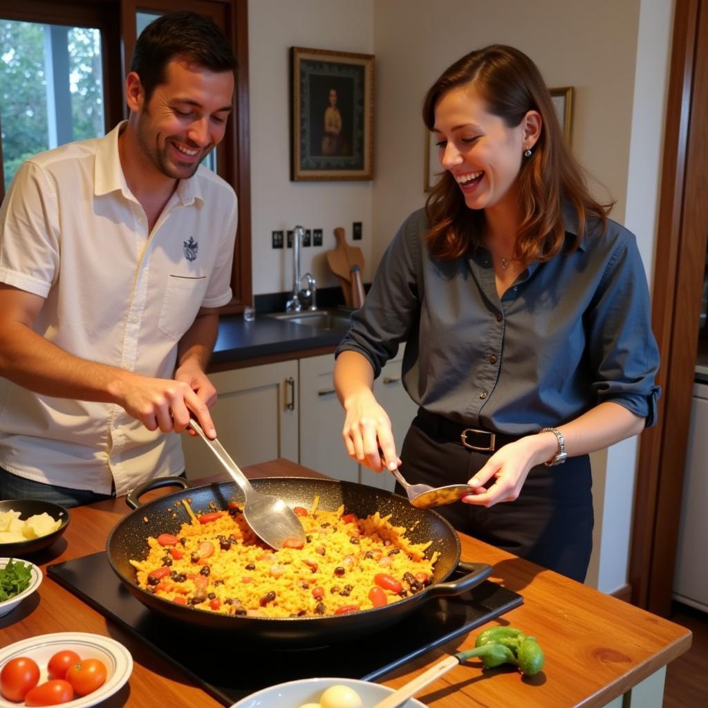 Learning to Cook Paella in a Spanish Homestay