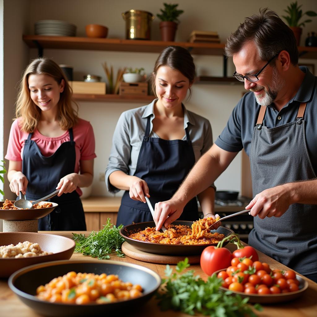 Learning to Cook Paella in a Spanish Homestay