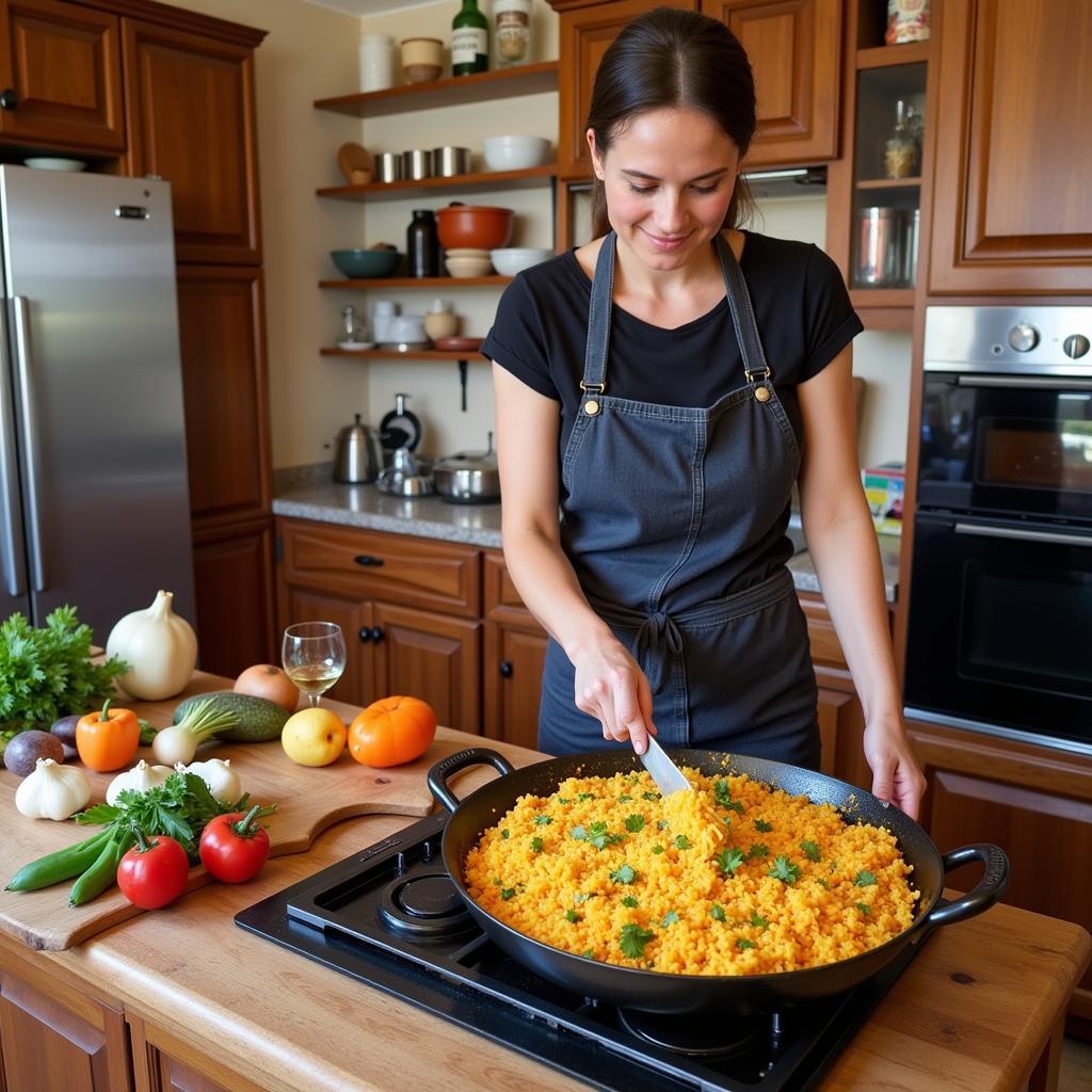 Learning to cook Paella in a Spanish homestay