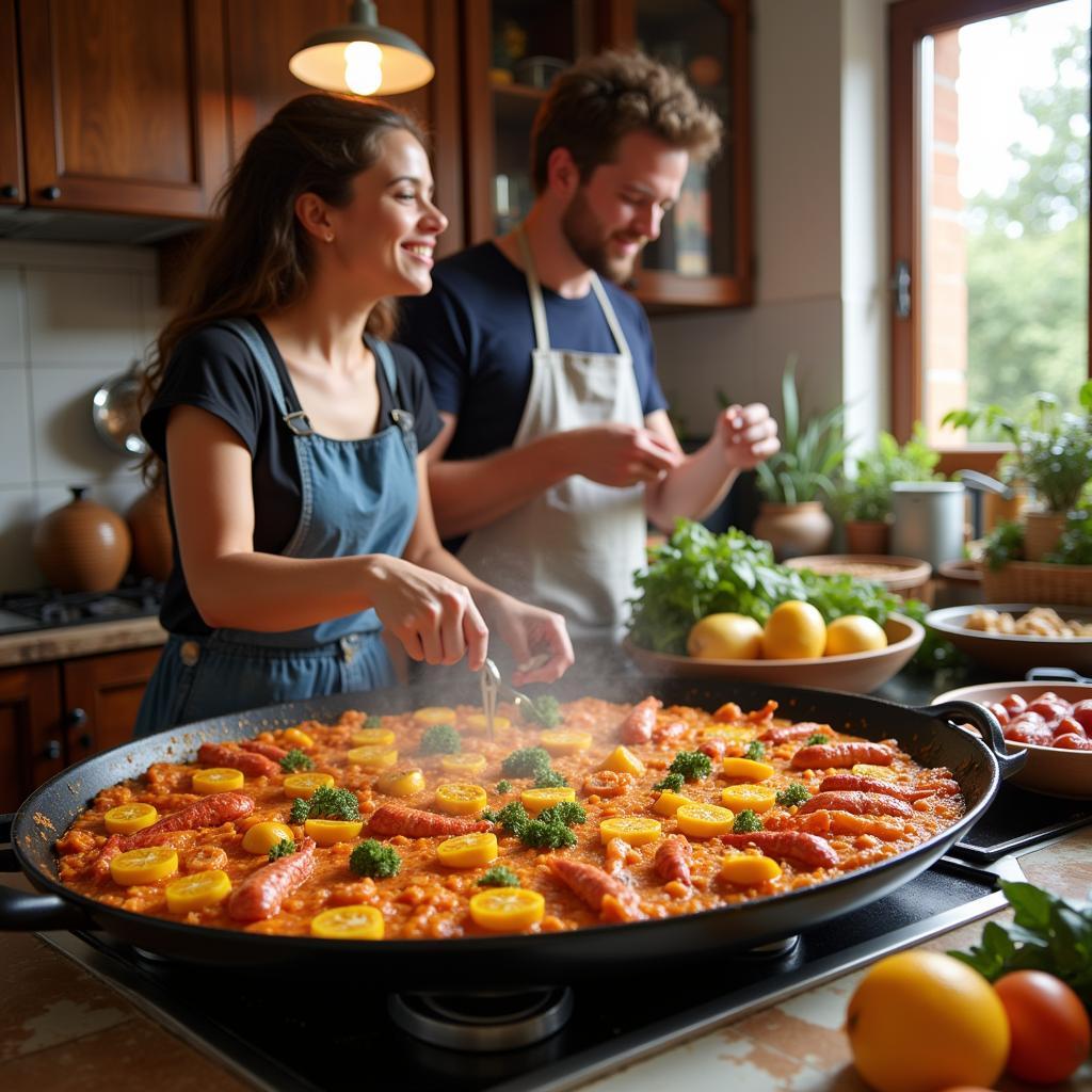 Learning to Make Authentic Paella in a Spanish Homestay