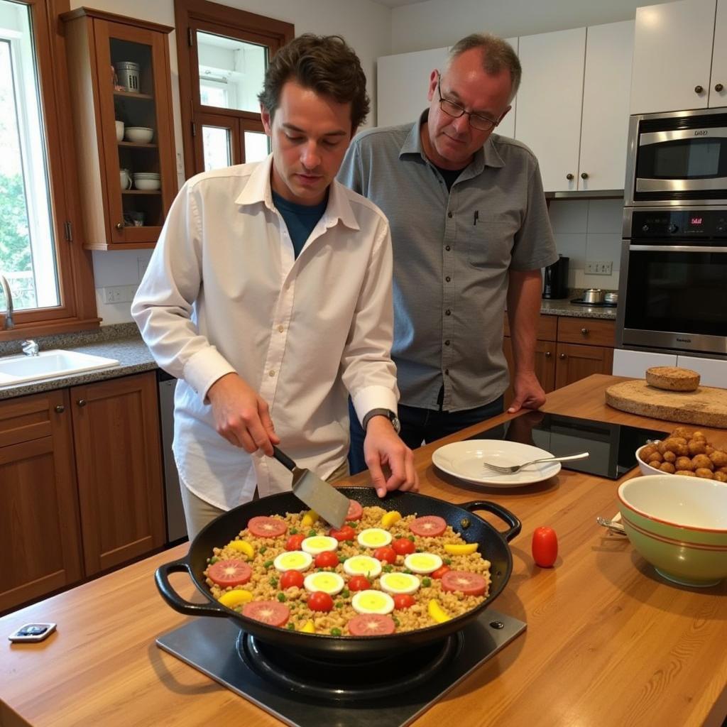 Learning to Cook Paella in a Spanish Homestay