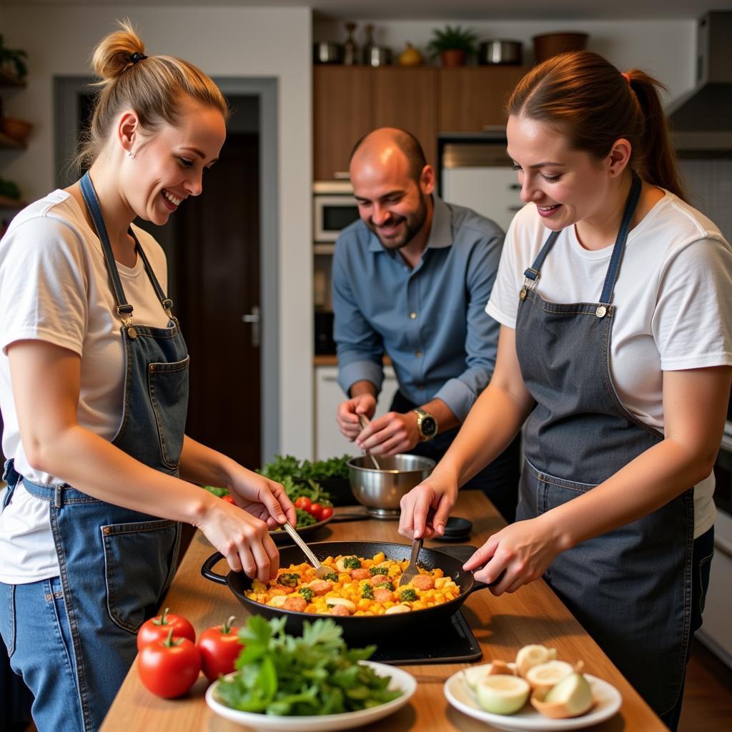 Learning to cook traditional Spanish dishes during a homestay