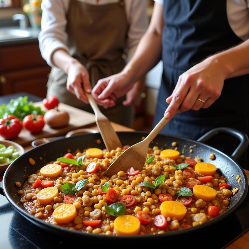 Learning to Cook Paella in a Spanish Homestay