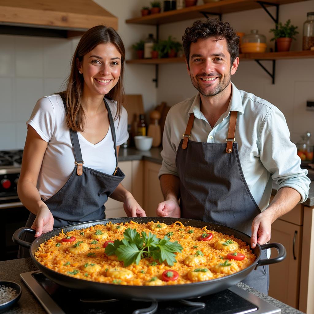 Learning to Cook Paella in a Spanish Homestay