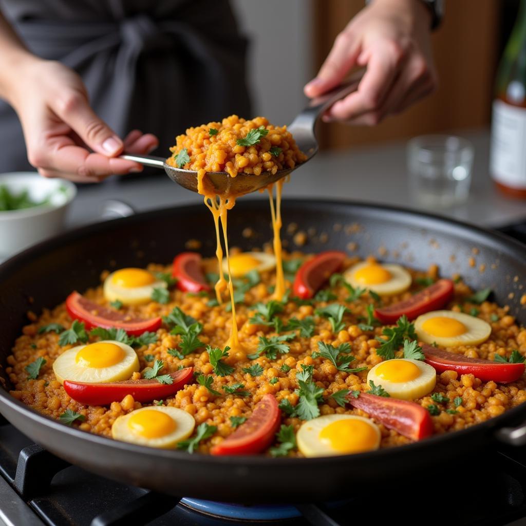 Learning to Cook Paella in a Spanish Homestay