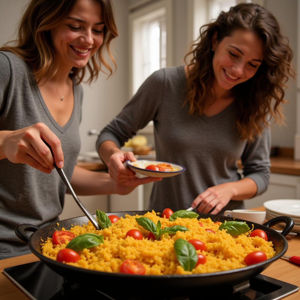 Learning to Cook Paella in a Spanish Homestay