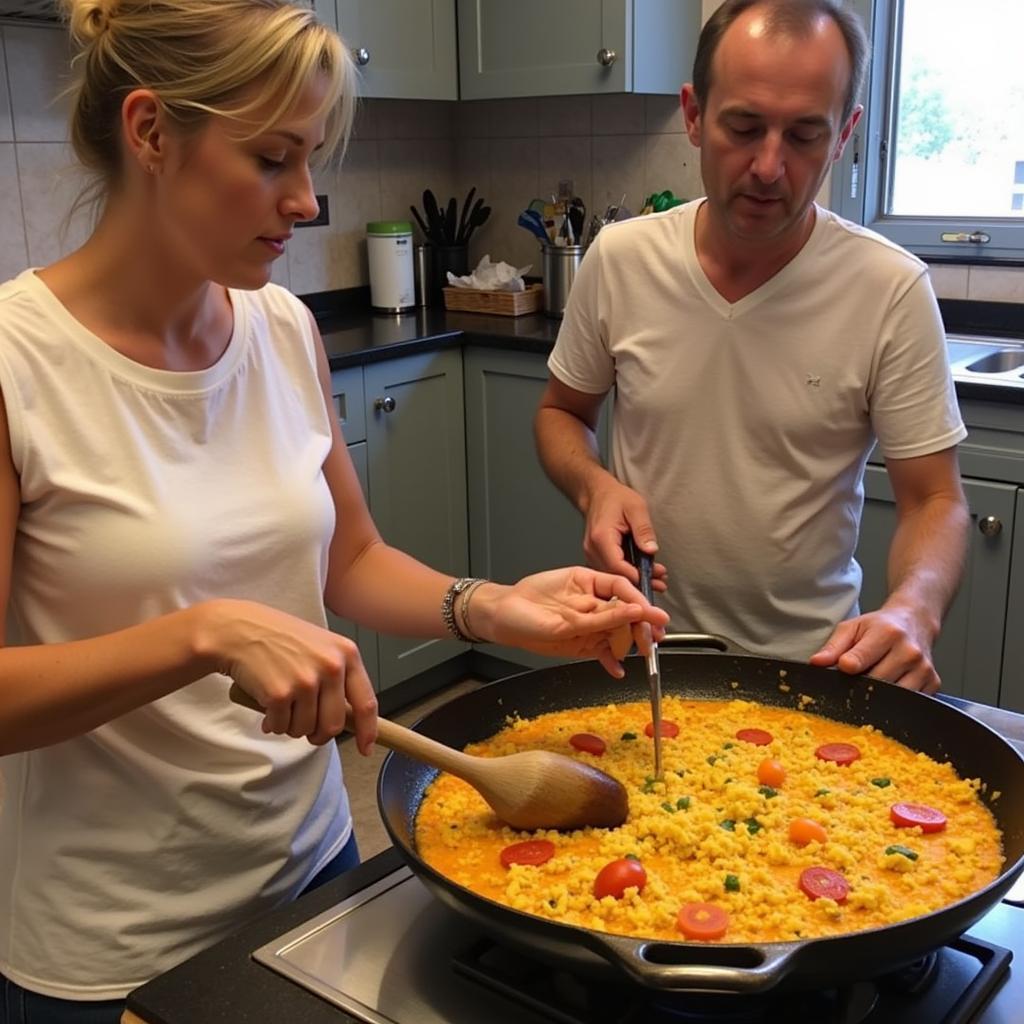 Learning to cook Paella in a Spanish homestay