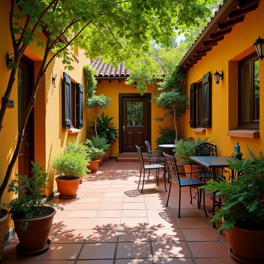 Cozy courtyard of a Spanish homestay