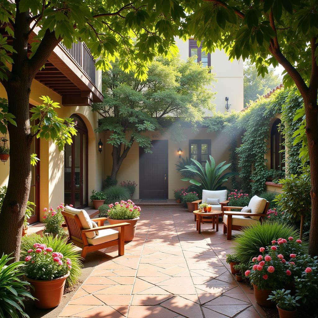 Relaxing Courtyard in a Spanish Homestay