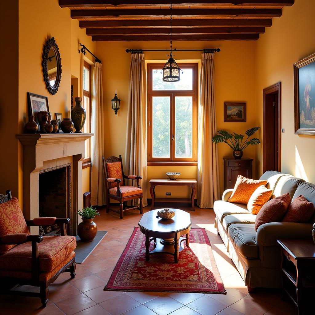 Cozy living room in a Spanish homestay