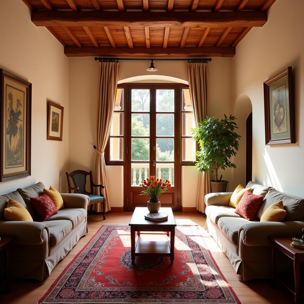 Cozy living room in a Spanish homestay