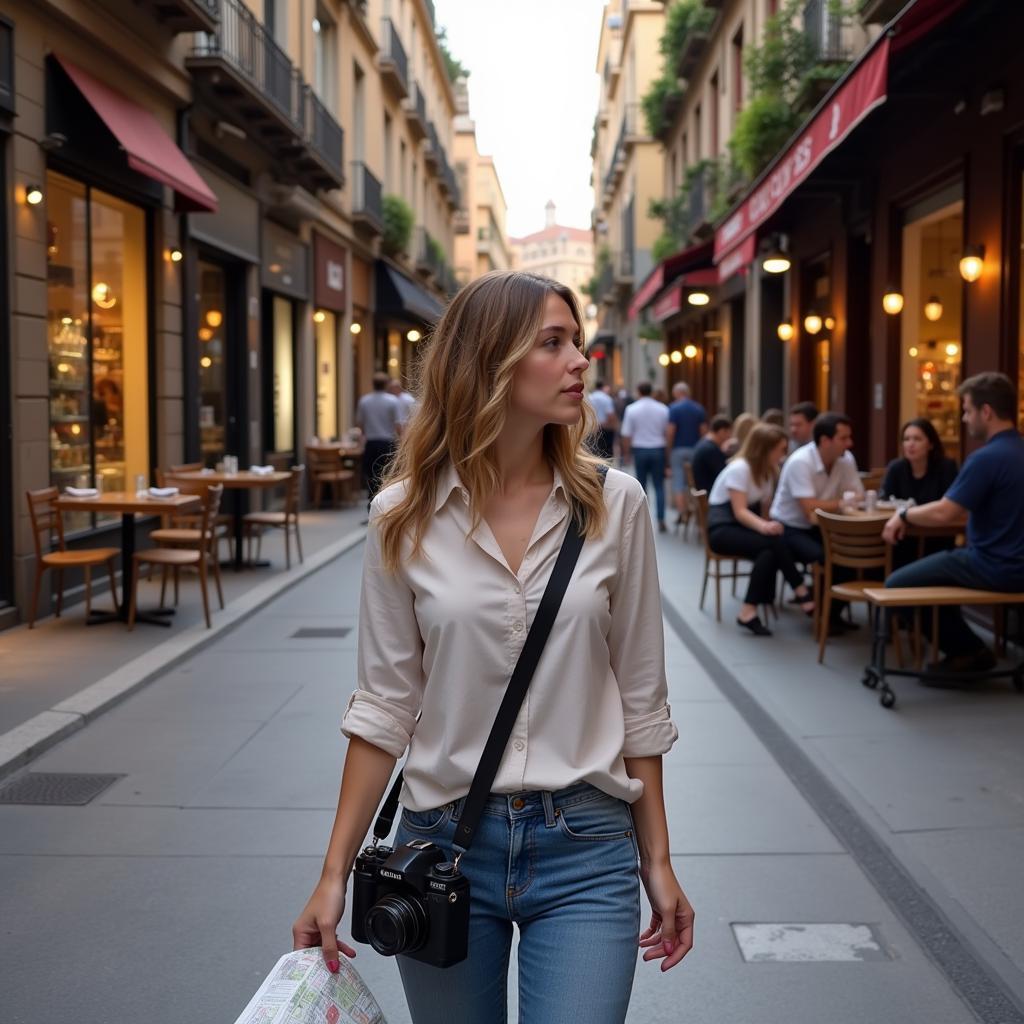 The homestay guest exploring the vibrant streets of Barcelona, taking in the sights and sounds of the city.