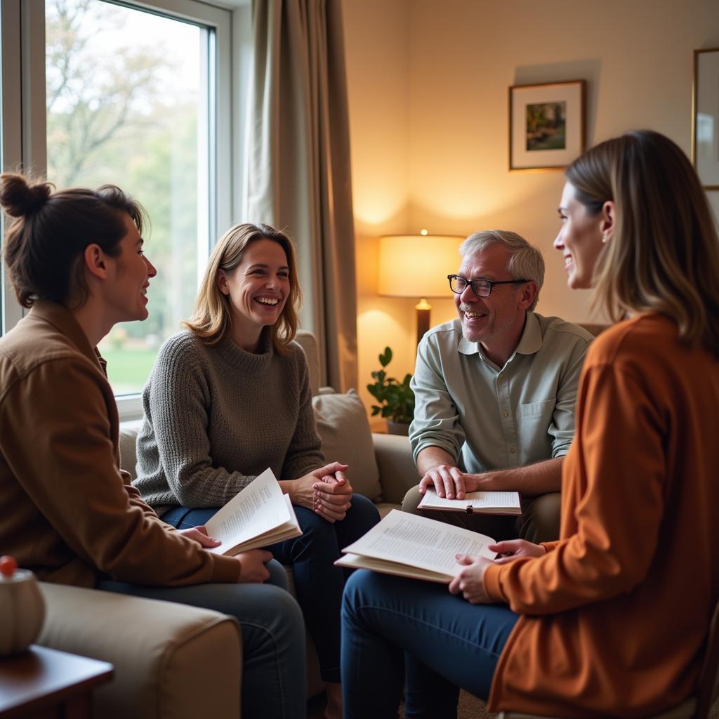 Engaging in conversation with a Spanish homestay family