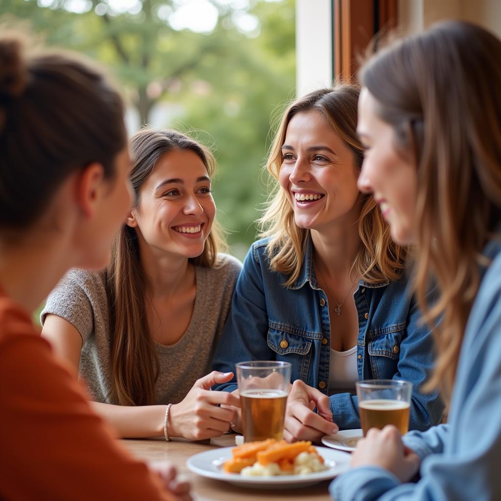 Engaging in conversation with a Spanish host family