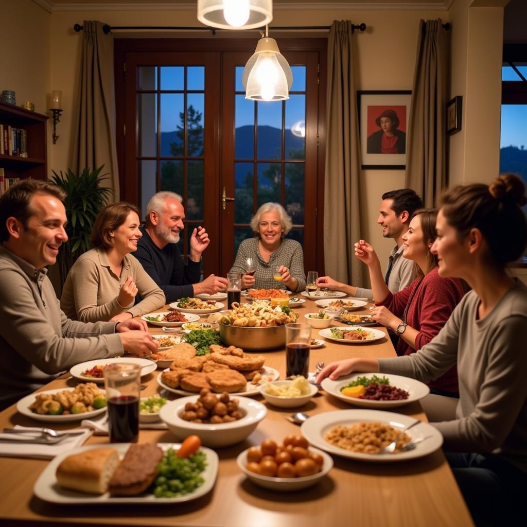 Family dinner at a Spanish Homestay