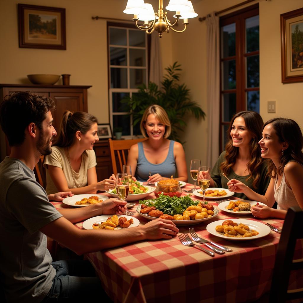 Family Dinner at a Spanish Homestay