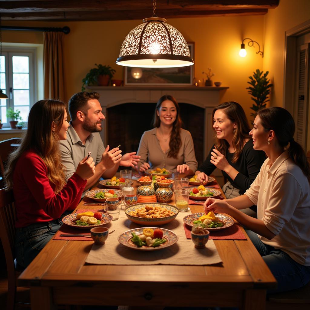 Family Dinner in a Spanish Homestay