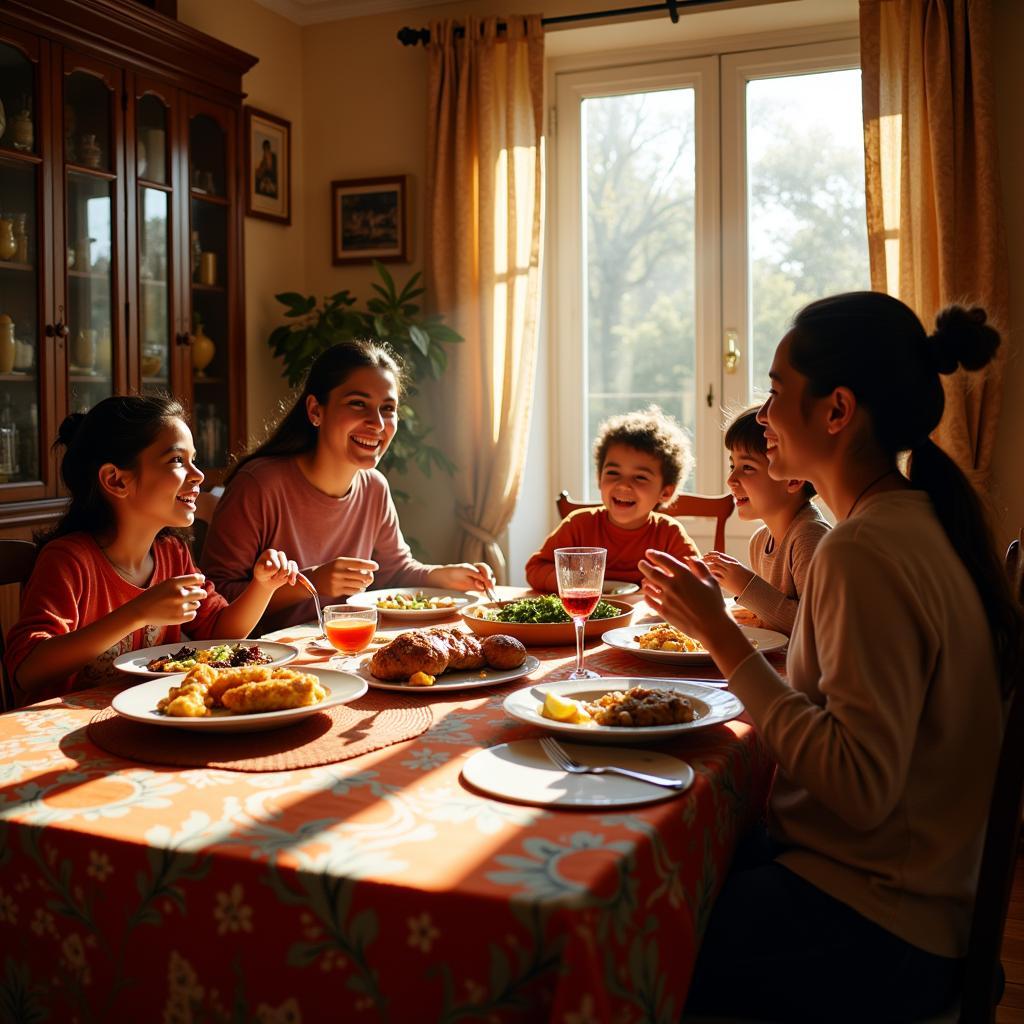 Family Dinner in a Spanish Homestay