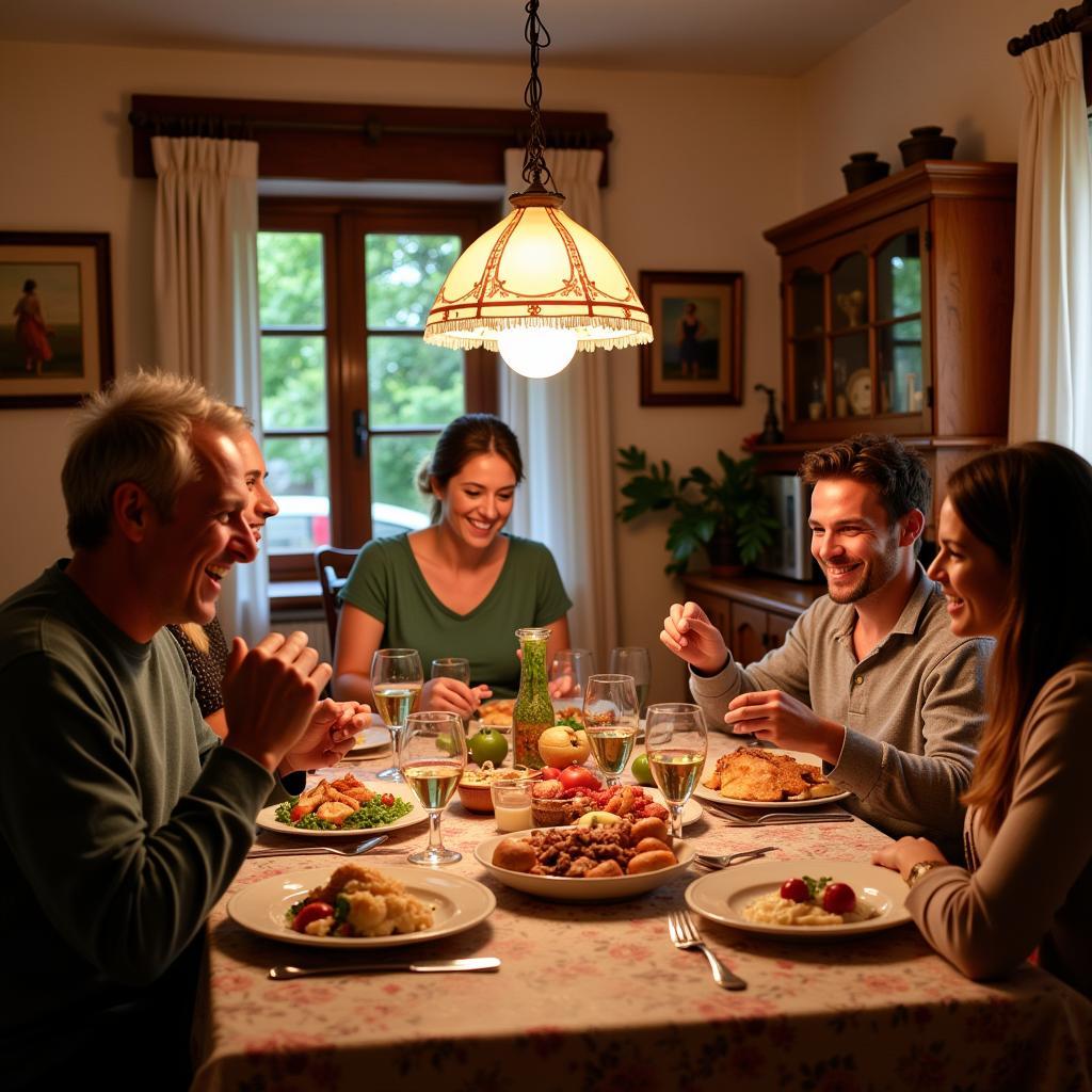 Family dinner in a Spanish homestay