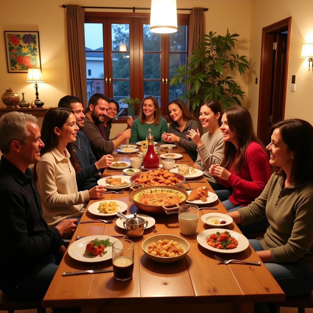 Family Dinner in a Spanish Homestay