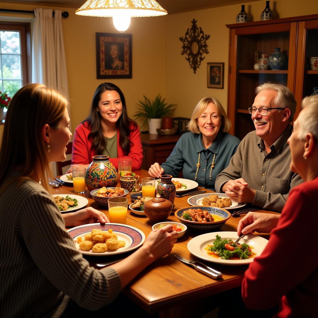 Family dinner in a Spanish homestay