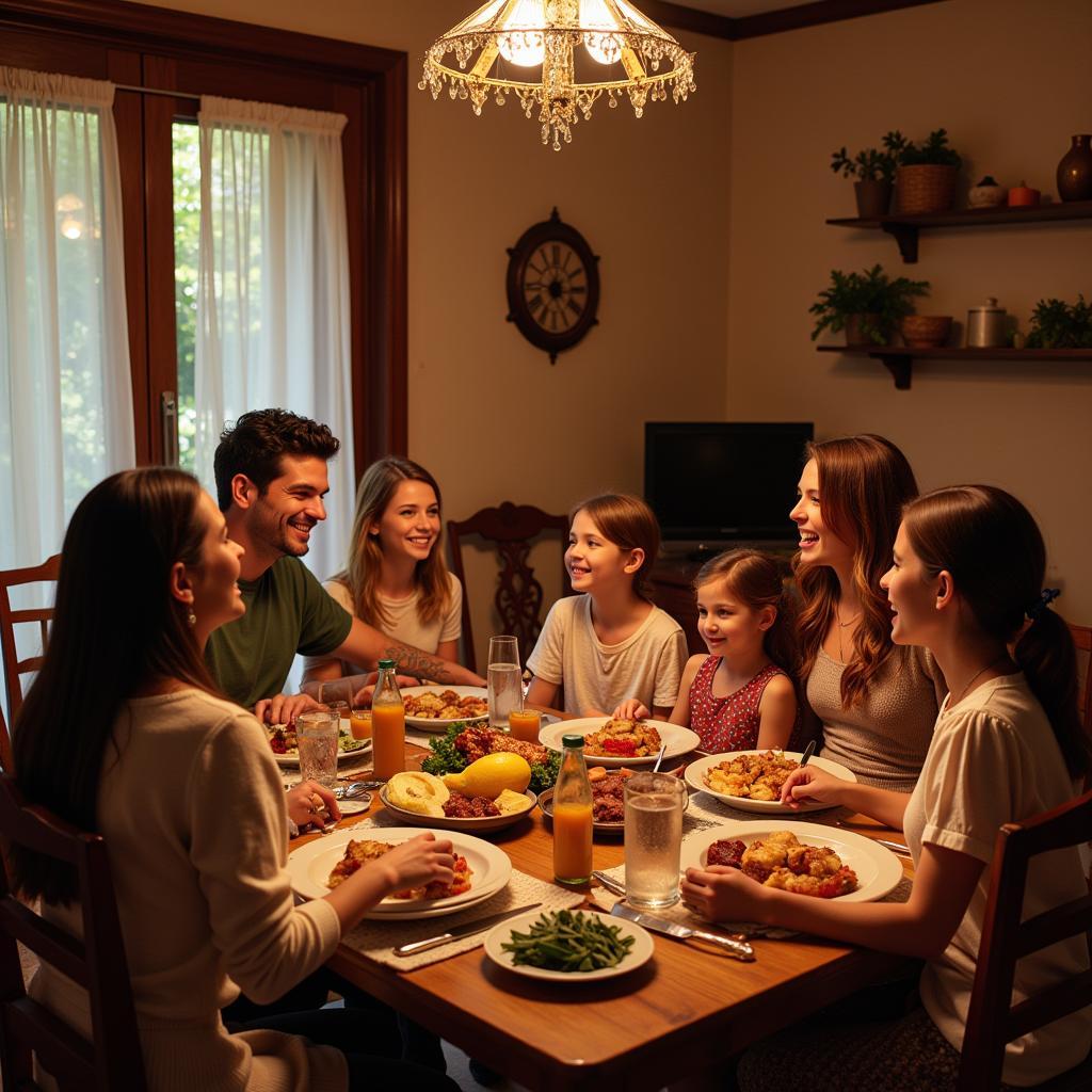 Family dinner in a Spanish homestay