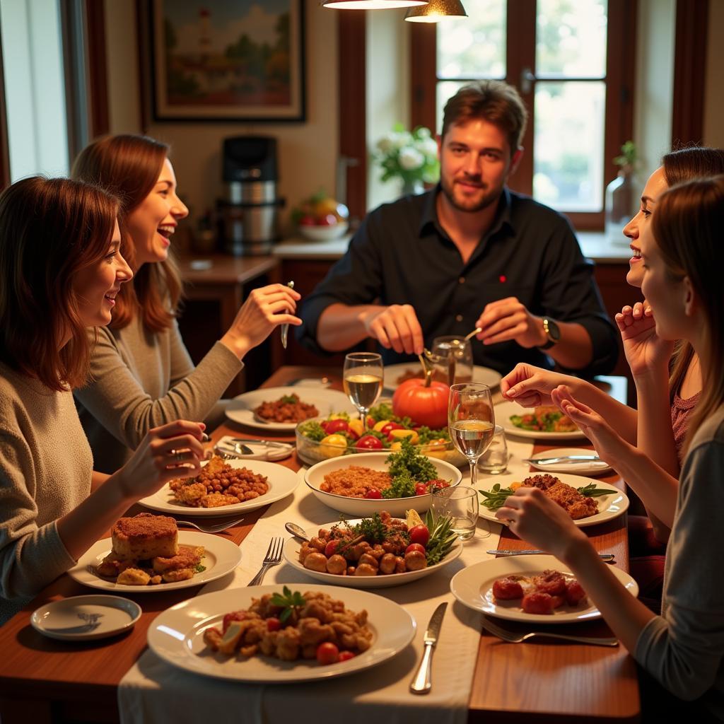 Family Dinner in a Spanish Homestay