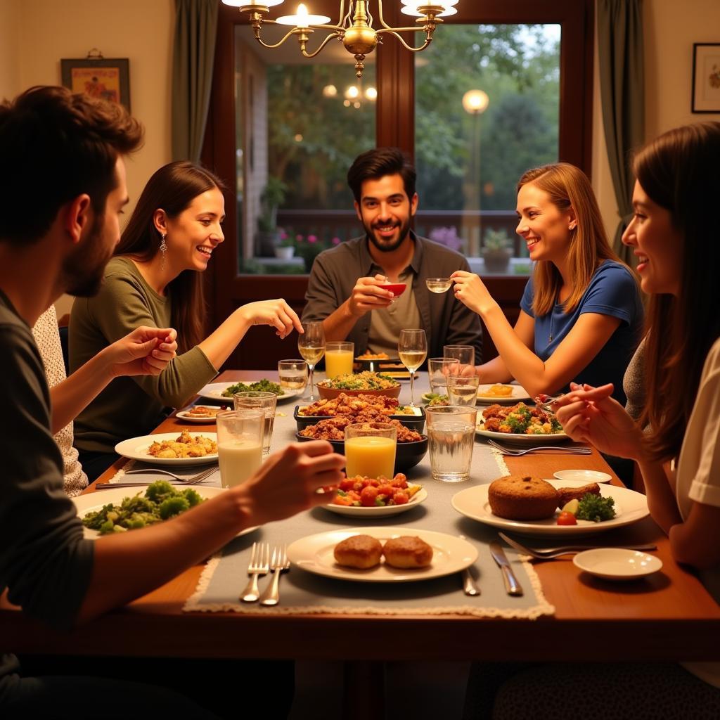 Family Dinner in a Spanish Homestay