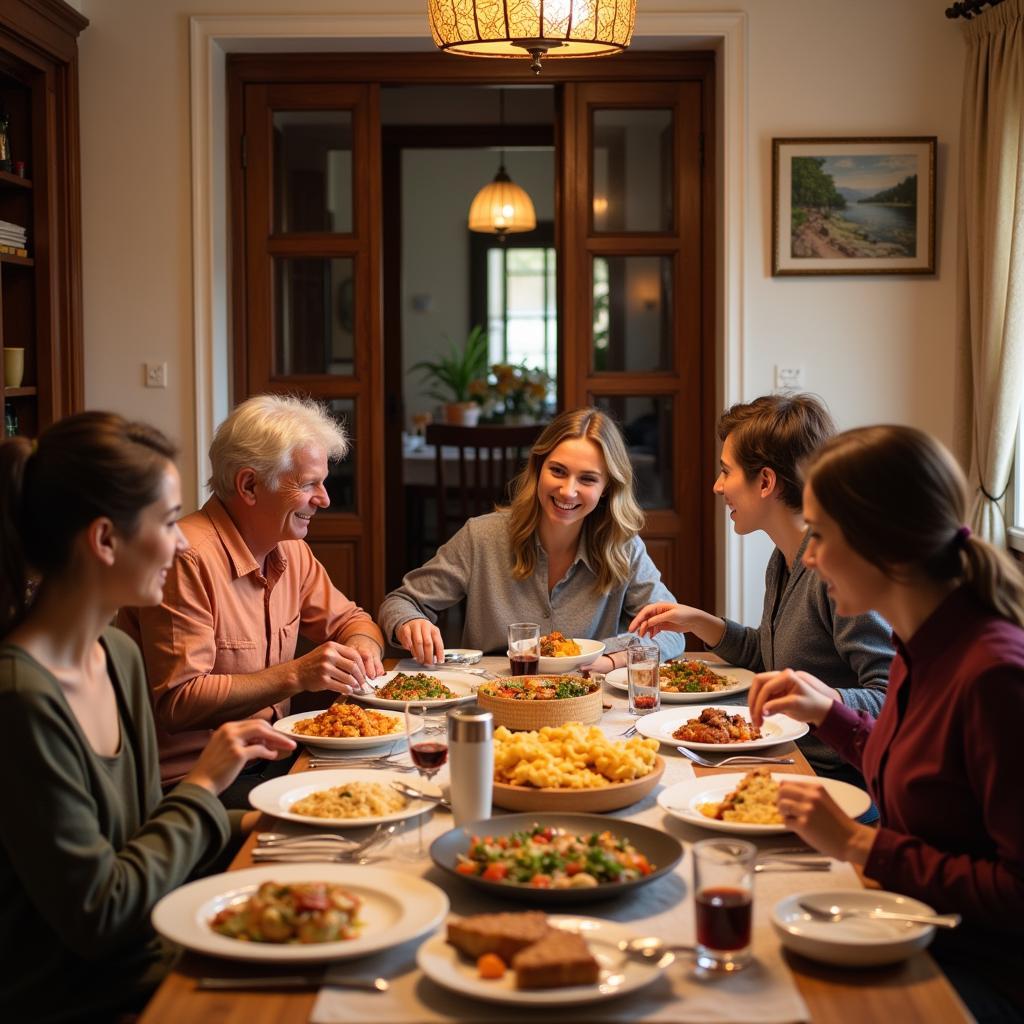 Family dinner in a Spanish homestay