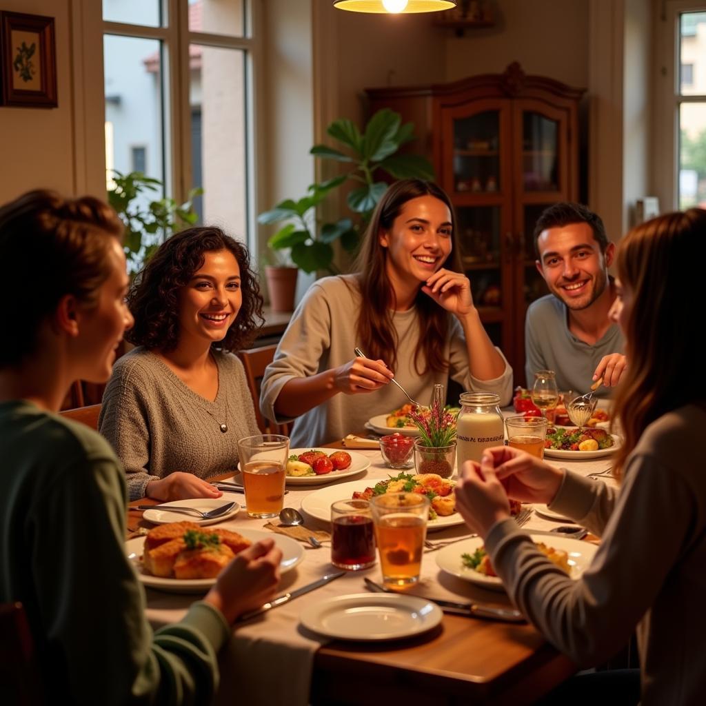 Family Dinner in a Spanish Homestay