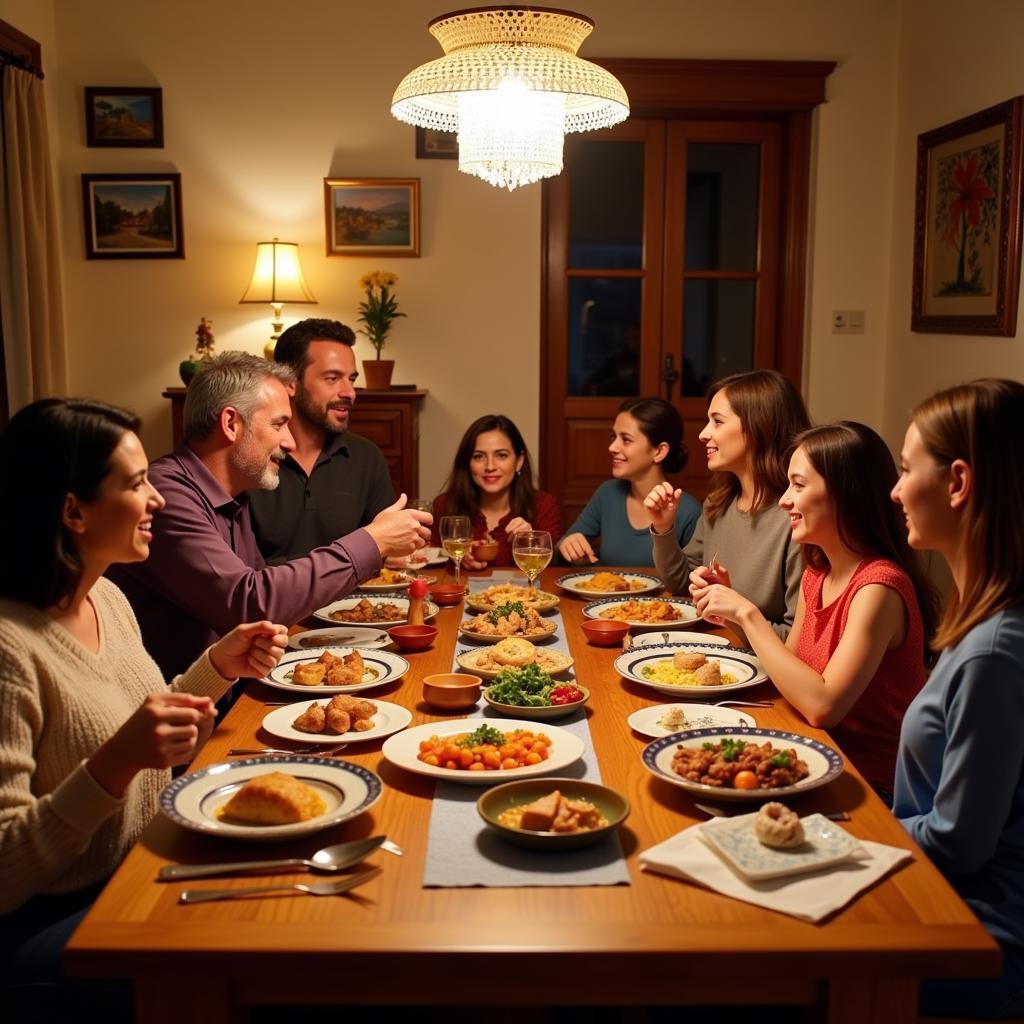 Family Dinner in a Spanish Homestay