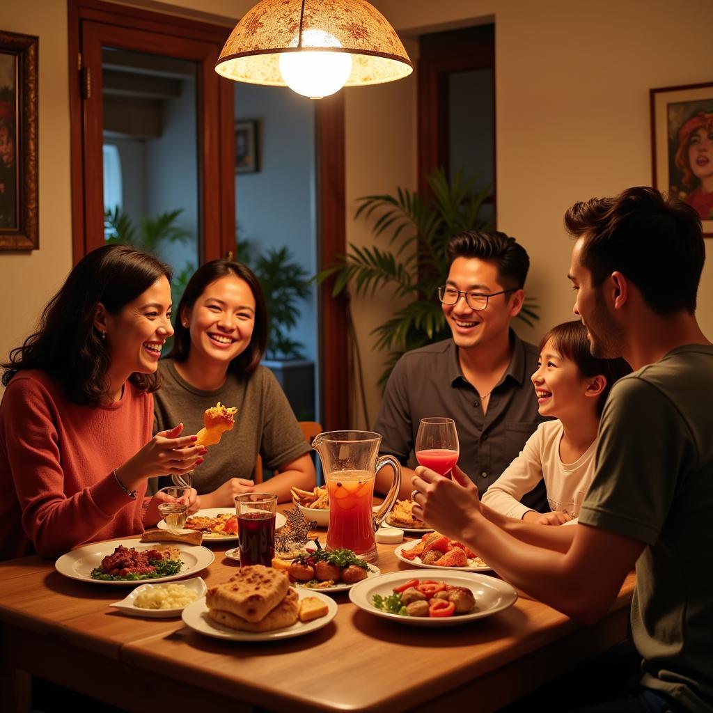 Family Dinner in a Spanish Homestay