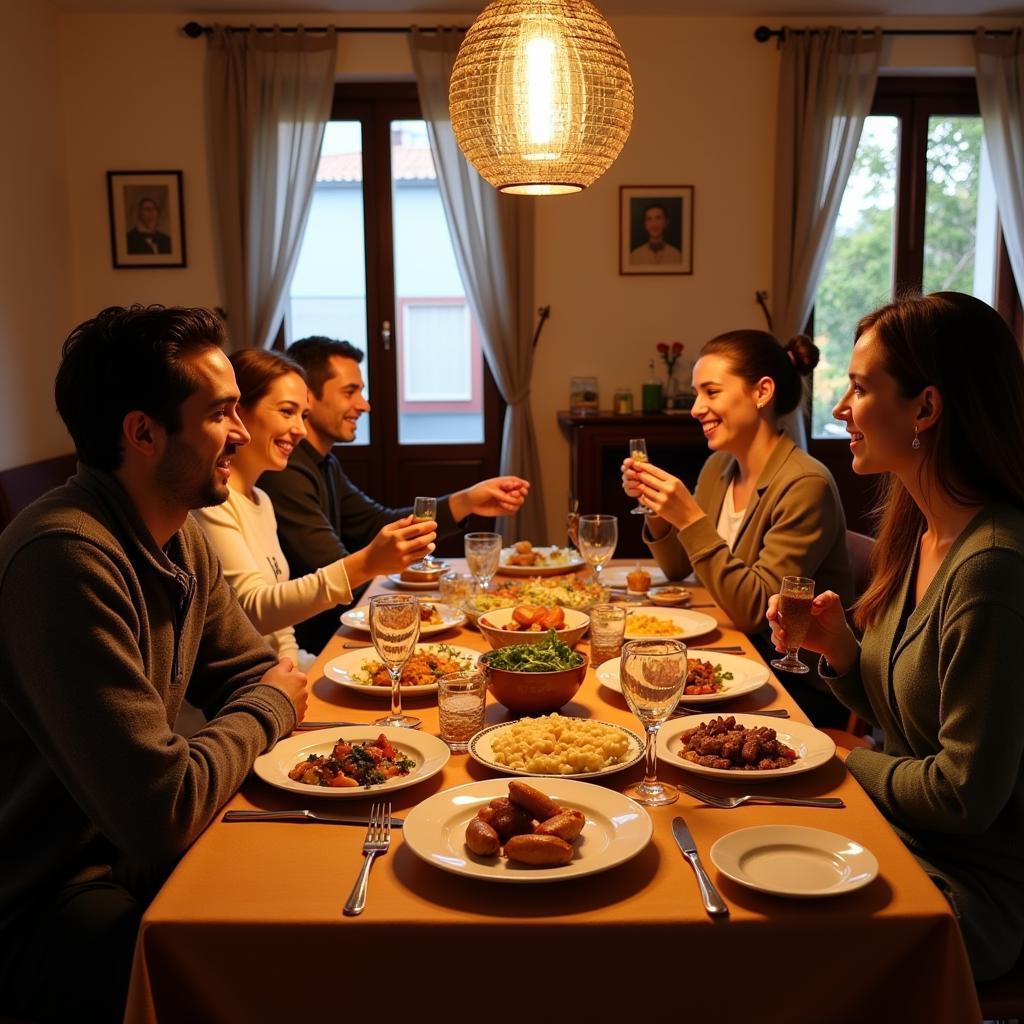 Family Dinner in a Spanish Homestay