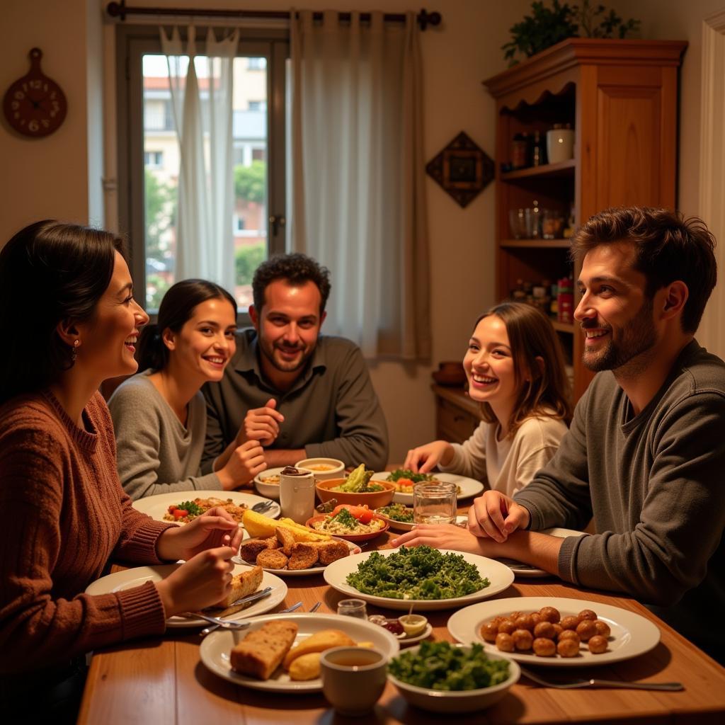 Family dinner at a Spanish homestay