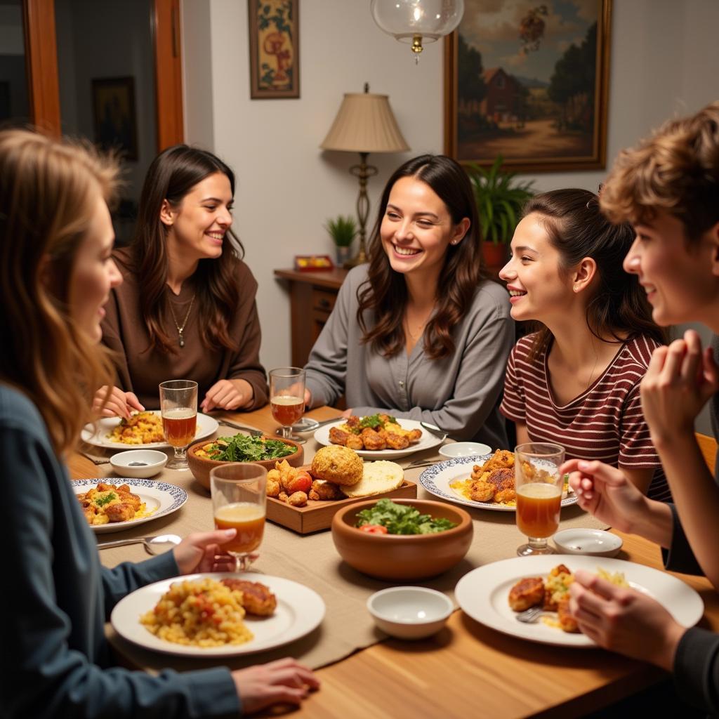 Sharing a Meal with a Spanish Homestay Family